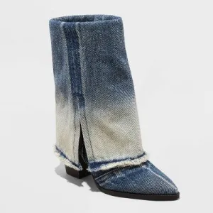 New - Women's Calista Boots with Memory Foam Insole - Wild Fable Blue Denim 8