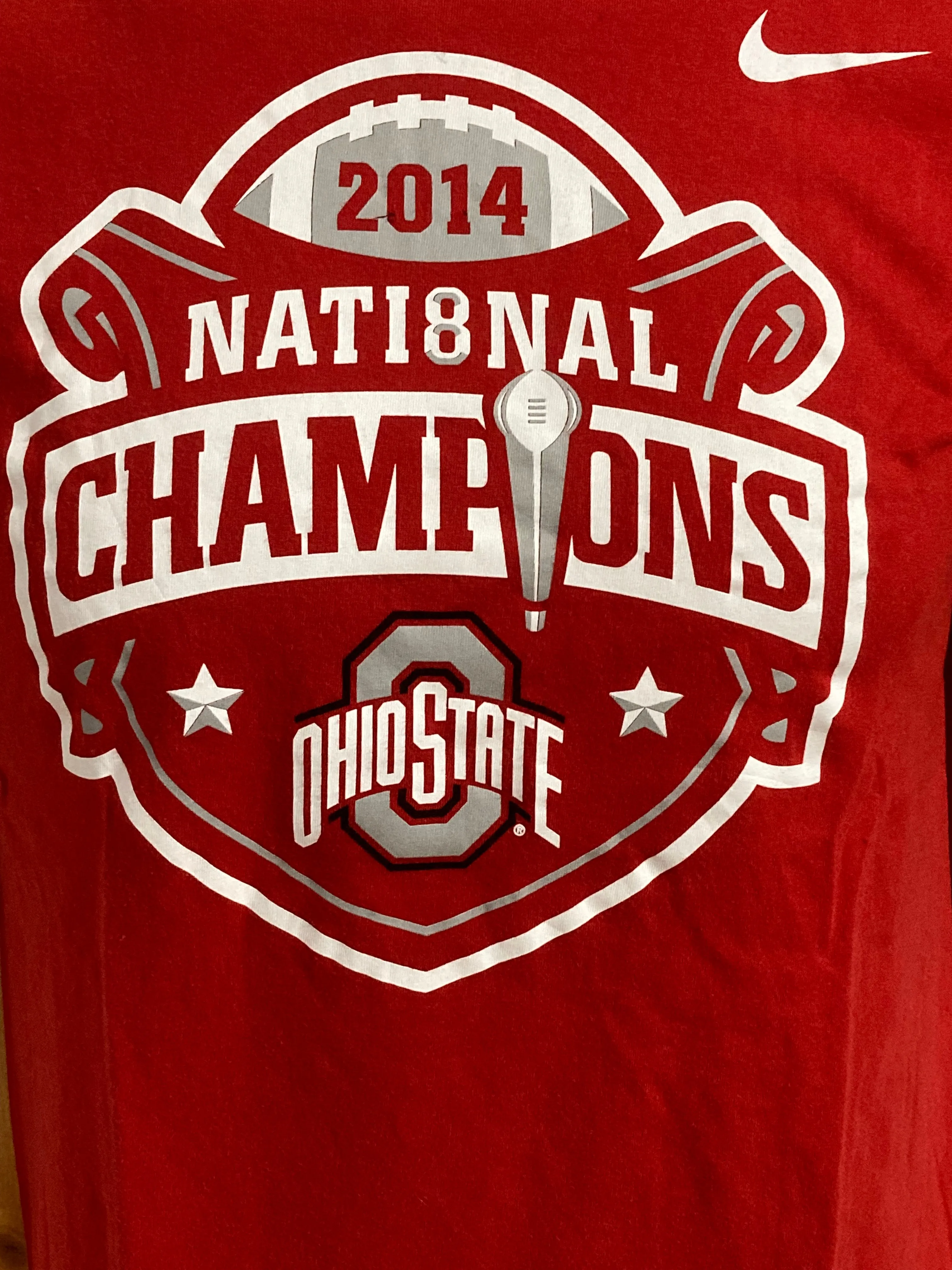 NIKE "OHIO STATE" 2014 NATIONAL CHAMPIONS REGULAR FIT Graphic Print Adult T-Shirt Tee Shirt M Medium MD Red Shirt