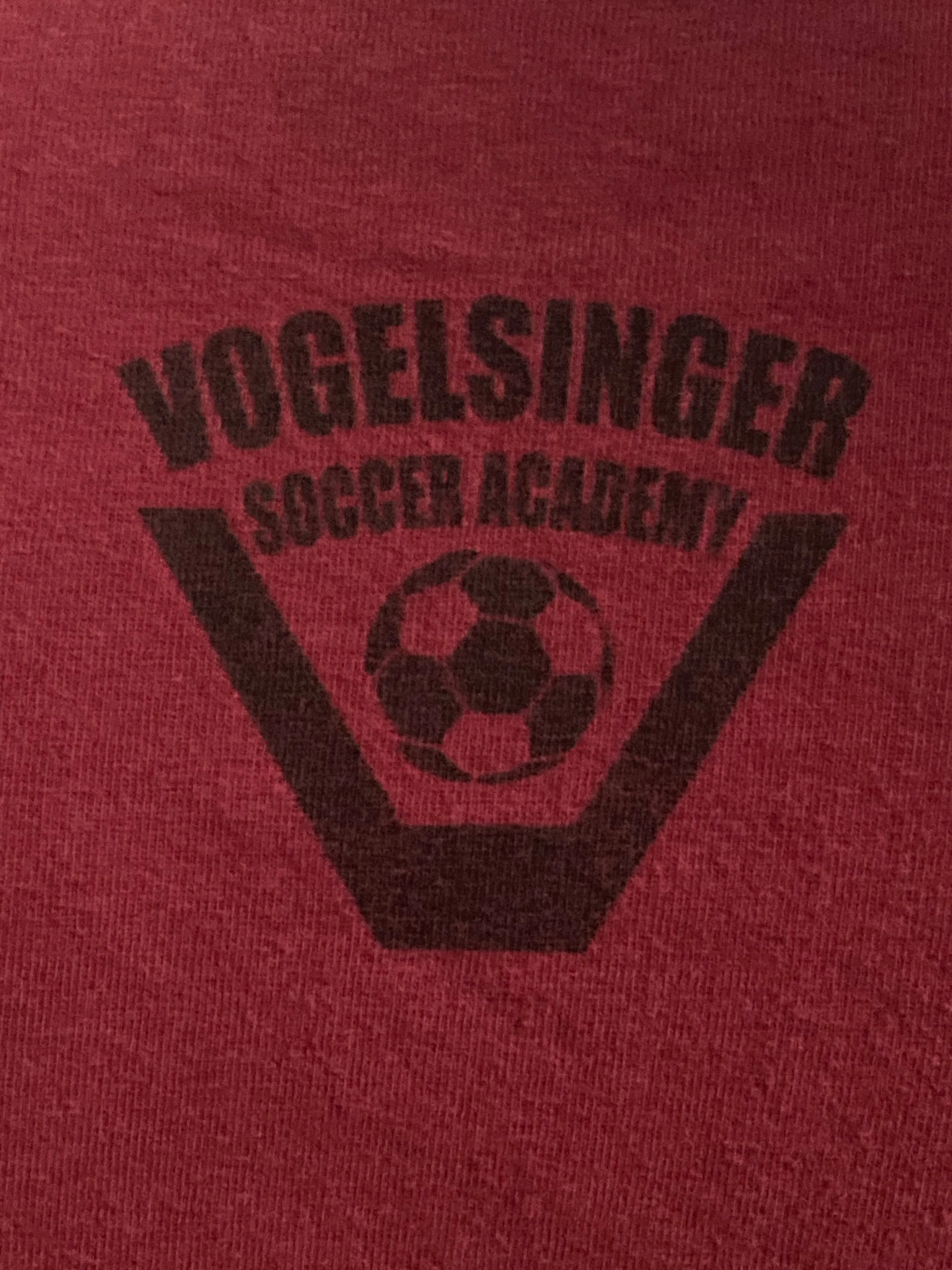 NIKE "VOGELSINGER SOCCER ACADEMY" Graphic Print Adult M Medium MD Maroon T-Shirt Tee Shirt