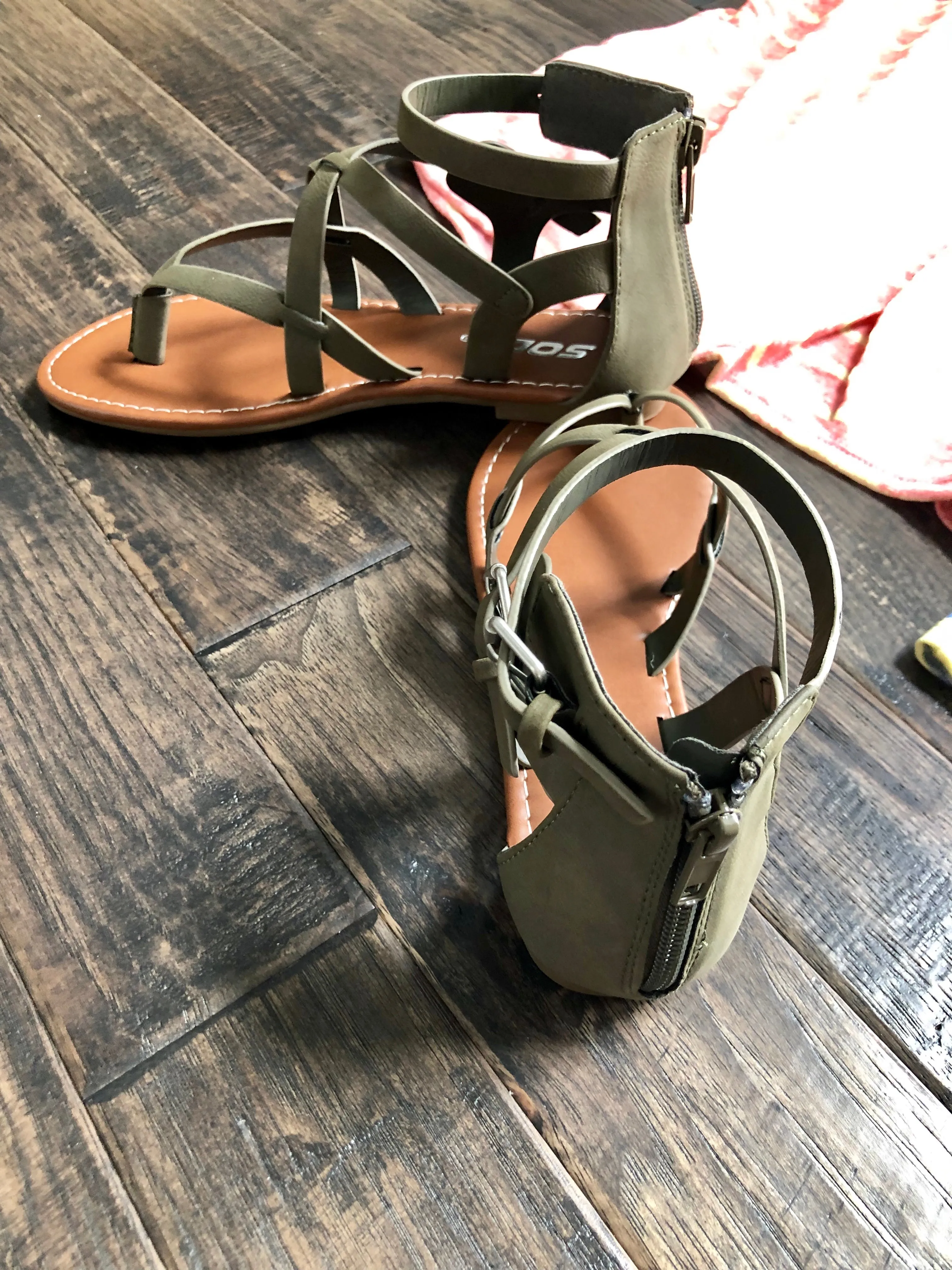 Olive Strappy Sandals