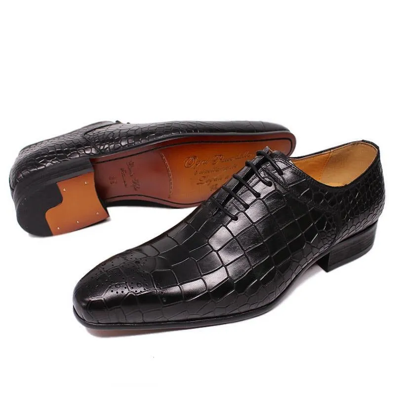 Opulent CrocPrint Oxford Dress Shoes