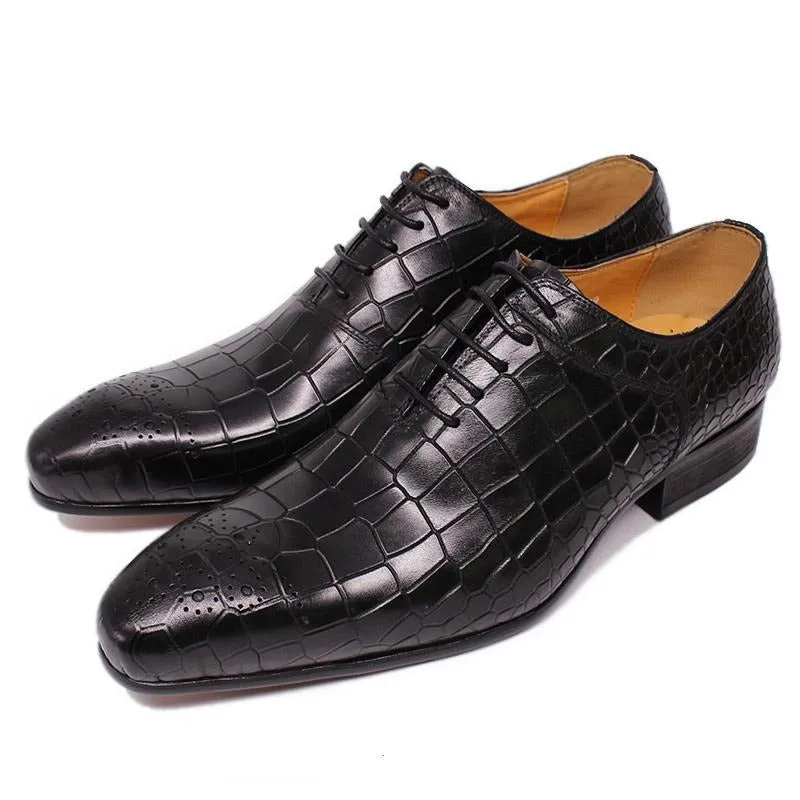 Opulent CrocPrint Oxford Dress Shoes