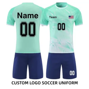 Personalized Green Soccer Jersey Kits for Kids and Adults