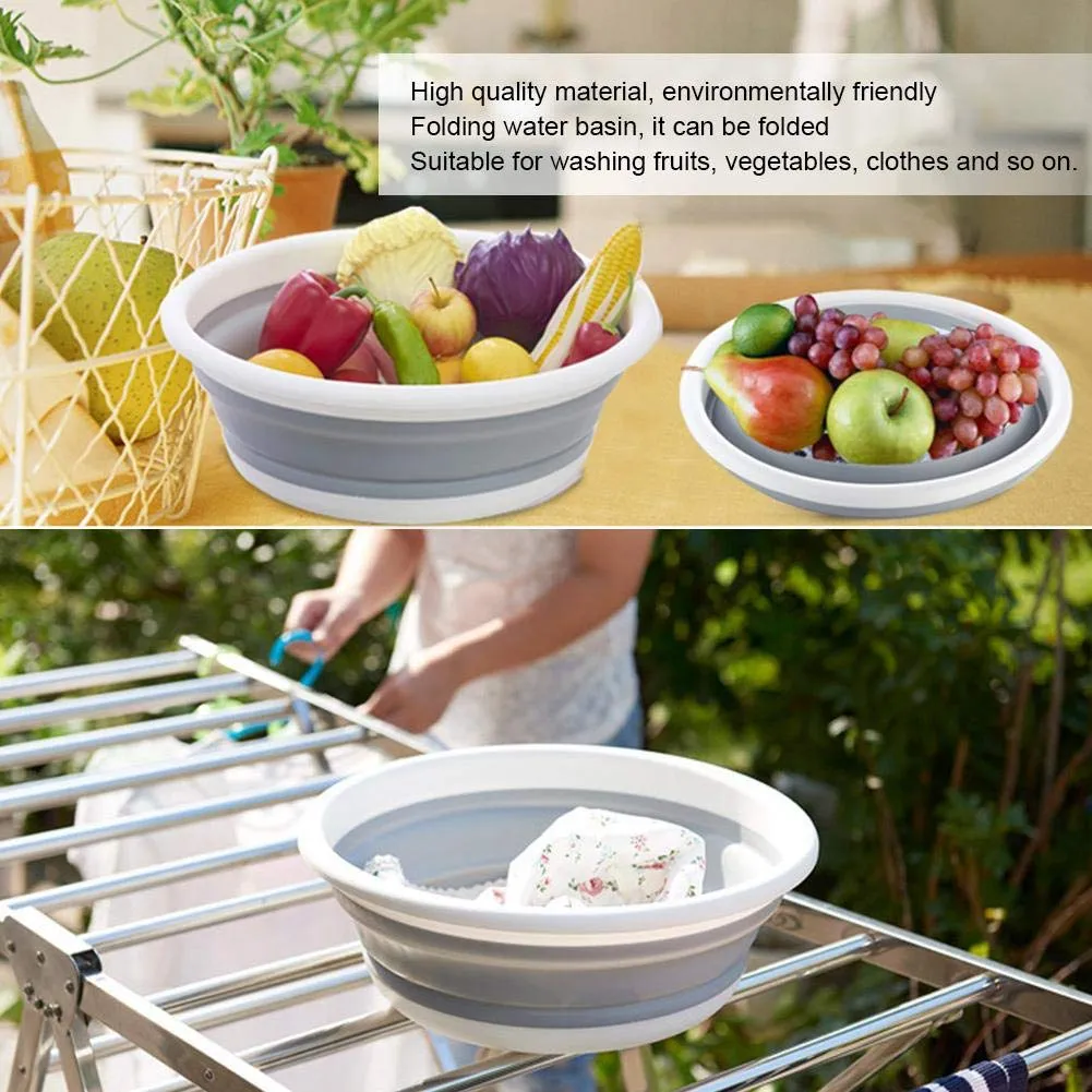 Portable Folding Basin, Lightweight Wash Basin Folding Water Basin for Travel Washing Clothes Vegetables