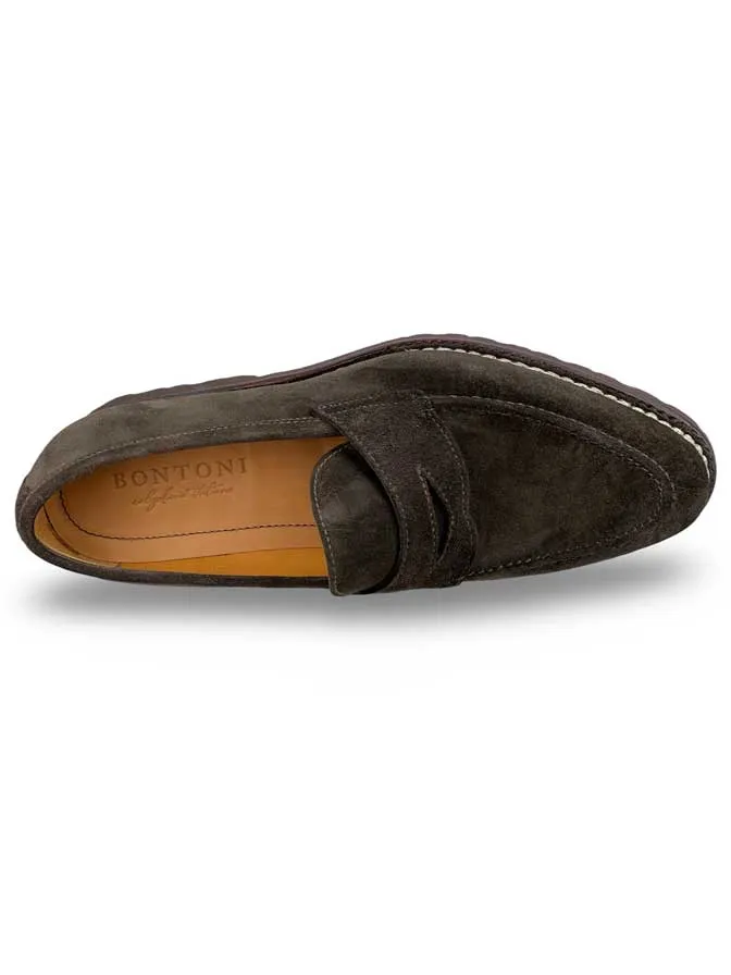 Principe Suede Penny Loafer | Brown