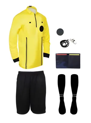 Pro Soccer Referee Uniform Full Sleeve – 7 Piece Starter Ref Kit