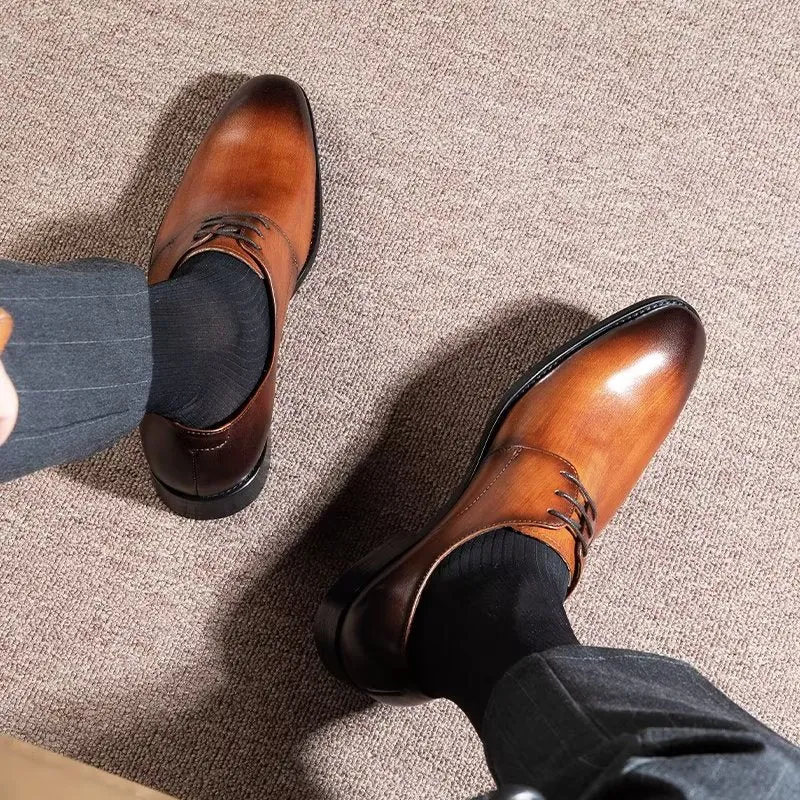 Refined Cow Leather Derby Shoes