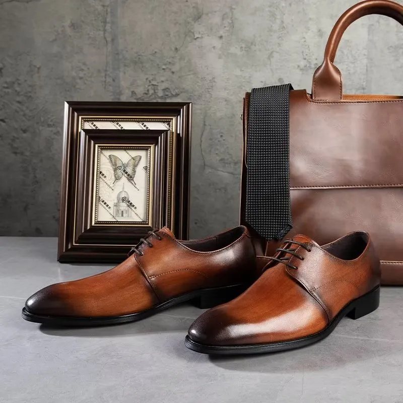 Refined Cow Leather Derby Shoes