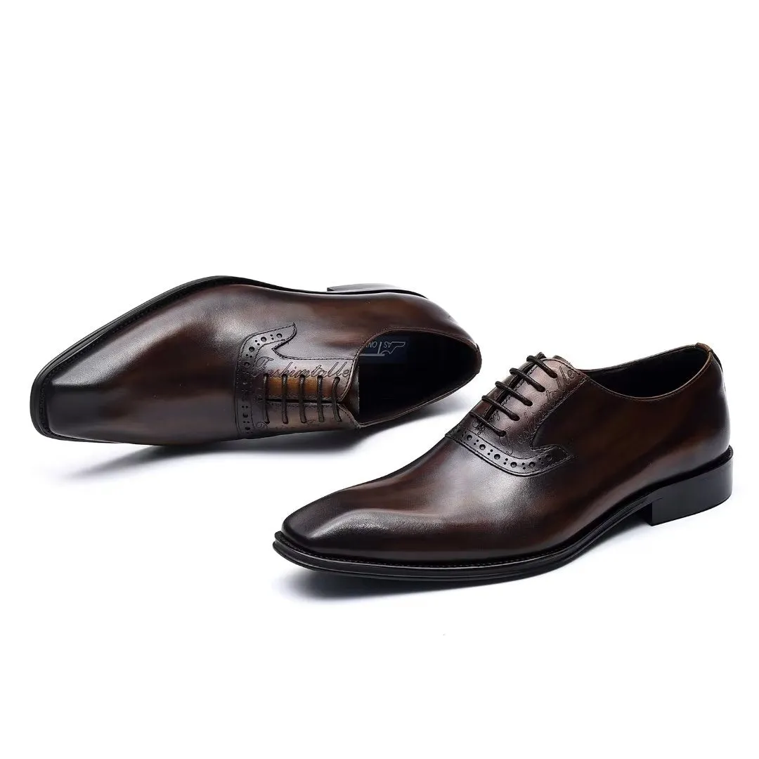 Refined Leather Lace-Up Oxford Dress Shoes