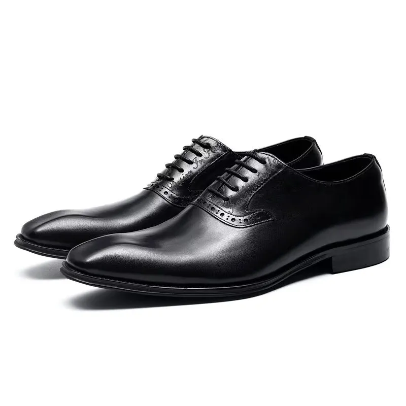 Refined Leather Lace-Up Oxford Dress Shoes