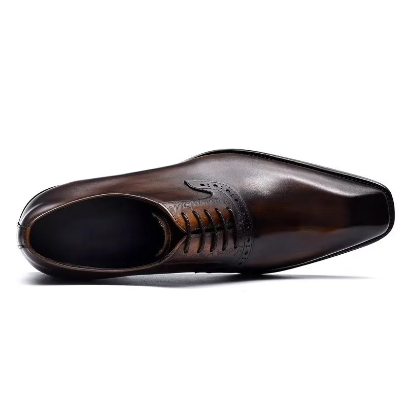 Refined Leather Lace-Up Oxford Dress Shoes