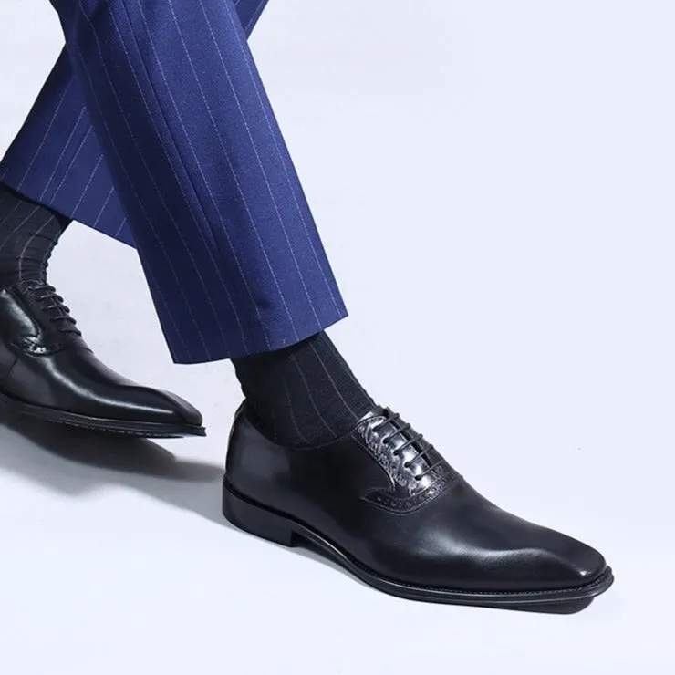 Refined Leather Lace-Up Oxford Dress Shoes