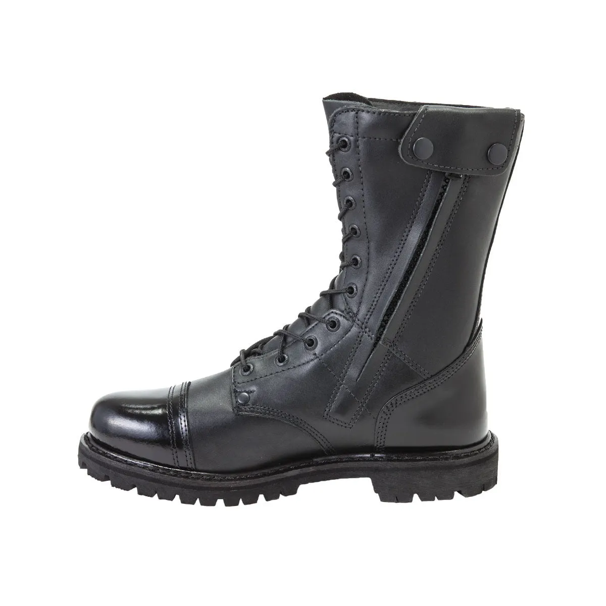 Rocky Mens Black Leather 10in Combat Zipper Jump Duty Boots