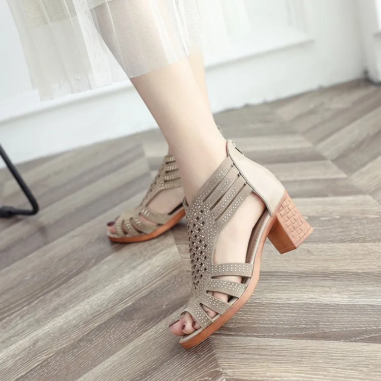 Roman block heel non-slip mother shoes