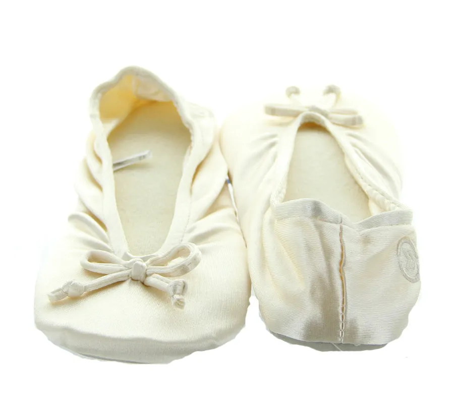 Satin Ballerina Slippers in Cream by Isotoner