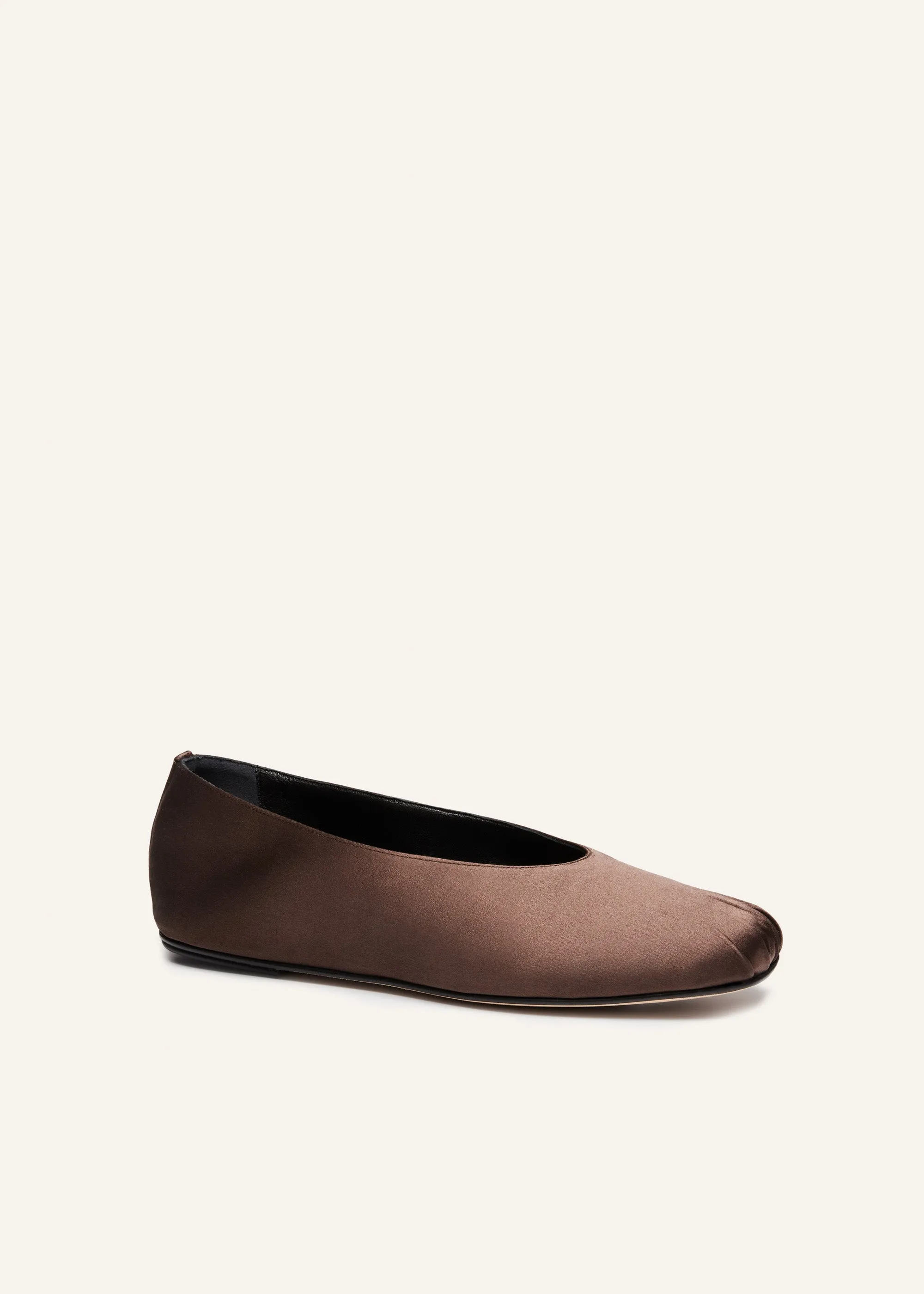 Satin ballet flats in chocolate