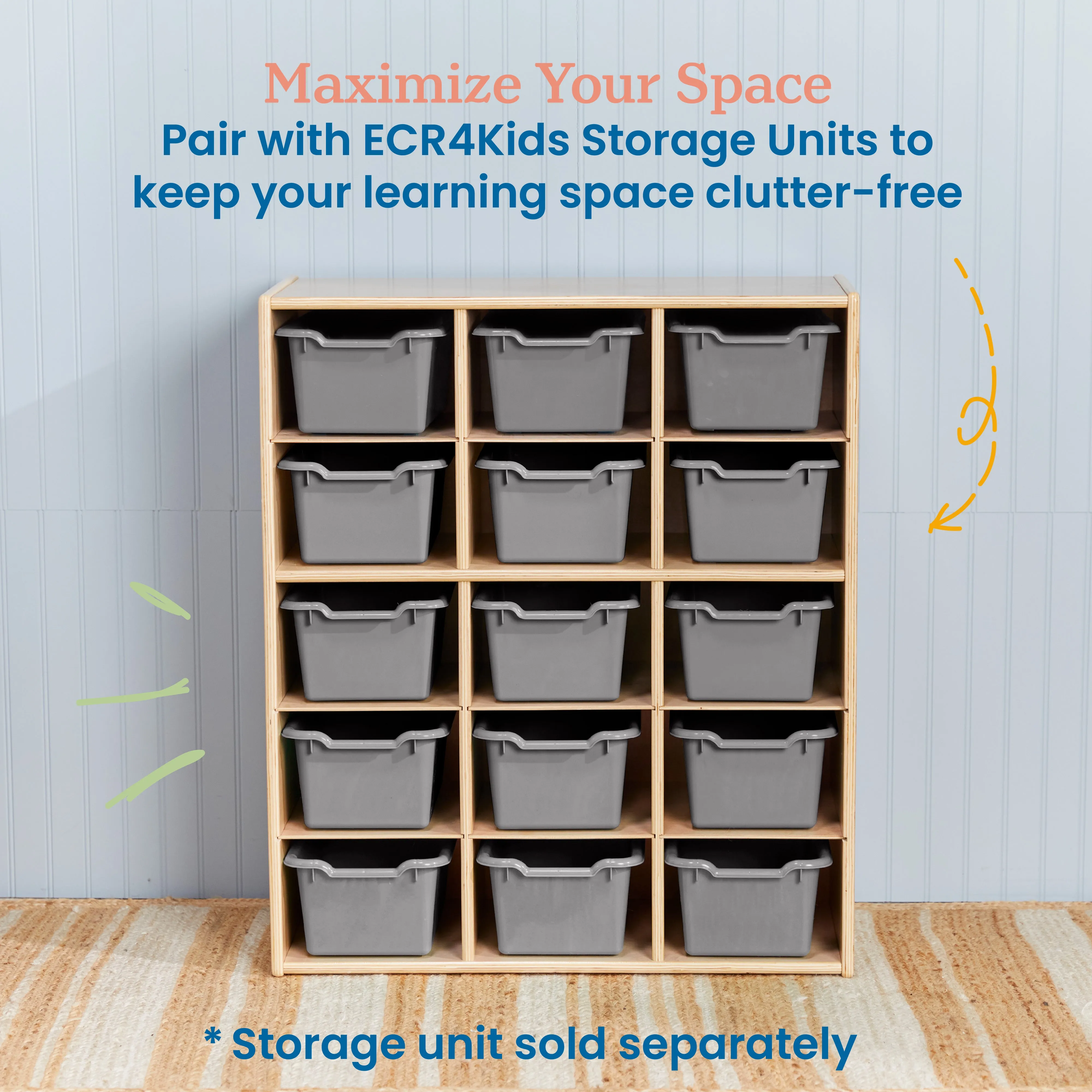 Scoop Front Storage Bins, Multipurpose Organization, 15-Pack