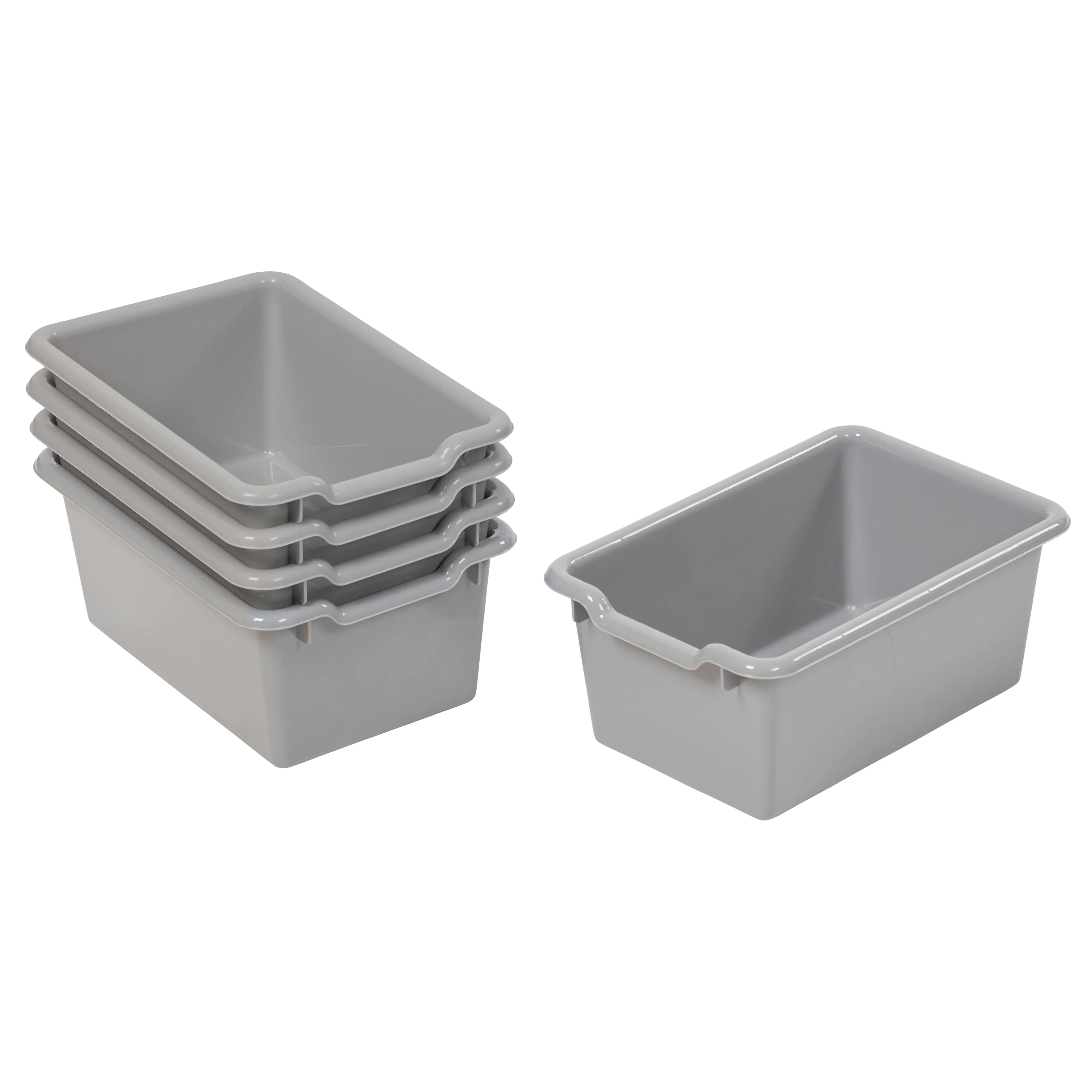 Scoop Front Storage Bins, Multipurpose Organization, 5-Pack