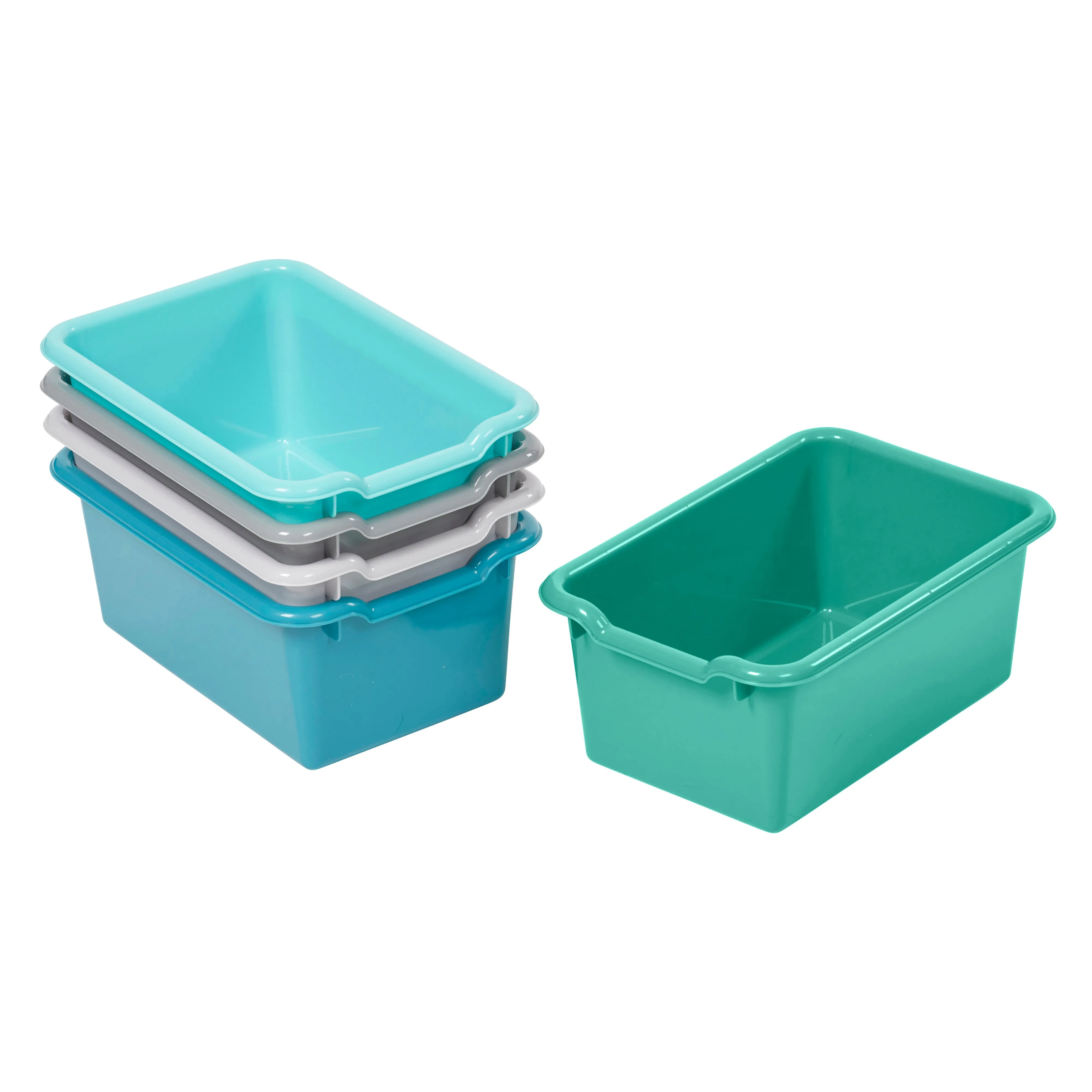 Scoop Front Storage Bins, Multipurpose Organization, 5-Pack