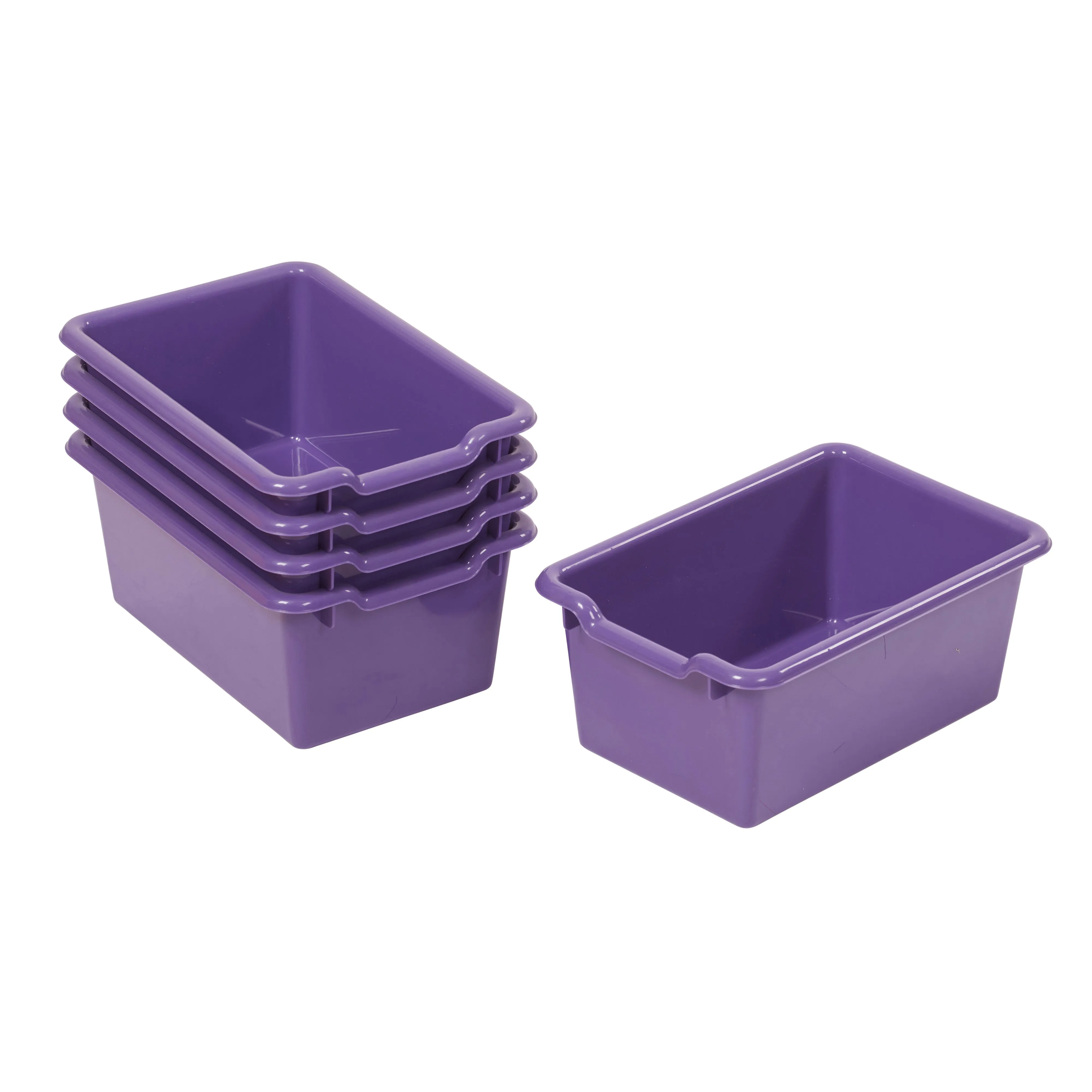 Scoop Front Storage Bins, Multipurpose Organization, 5-Pack