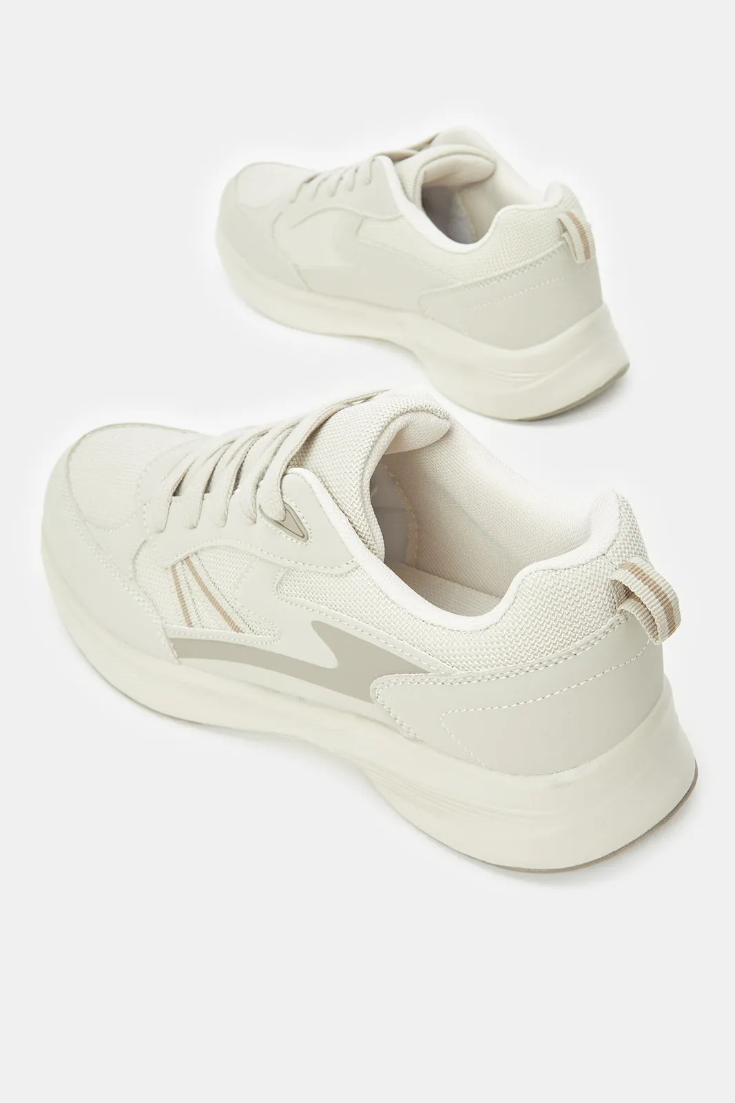 Senior Boys Beige Material Block Trainer