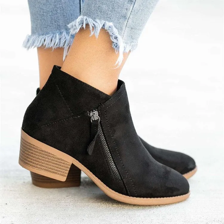 SH263 - Suede Double Side Zipper Boots