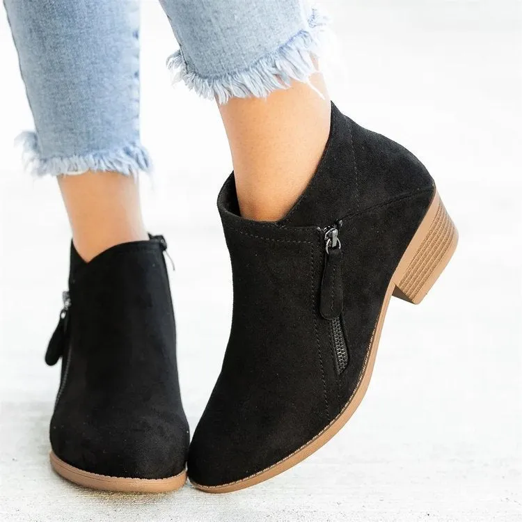 SH263 - Suede Double Side Zipper Boots