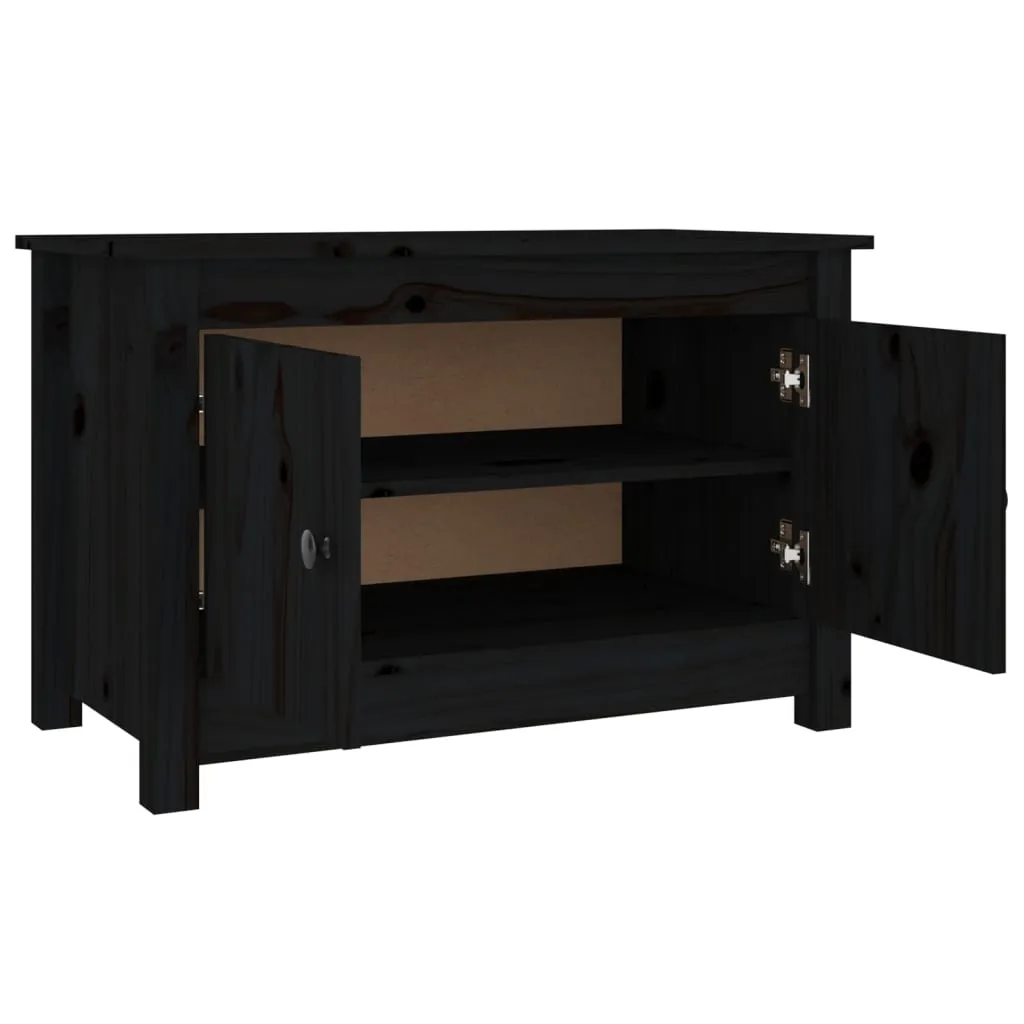 Shoe Cabinet Black 70x38x45.5 cm Solid Wood Pine