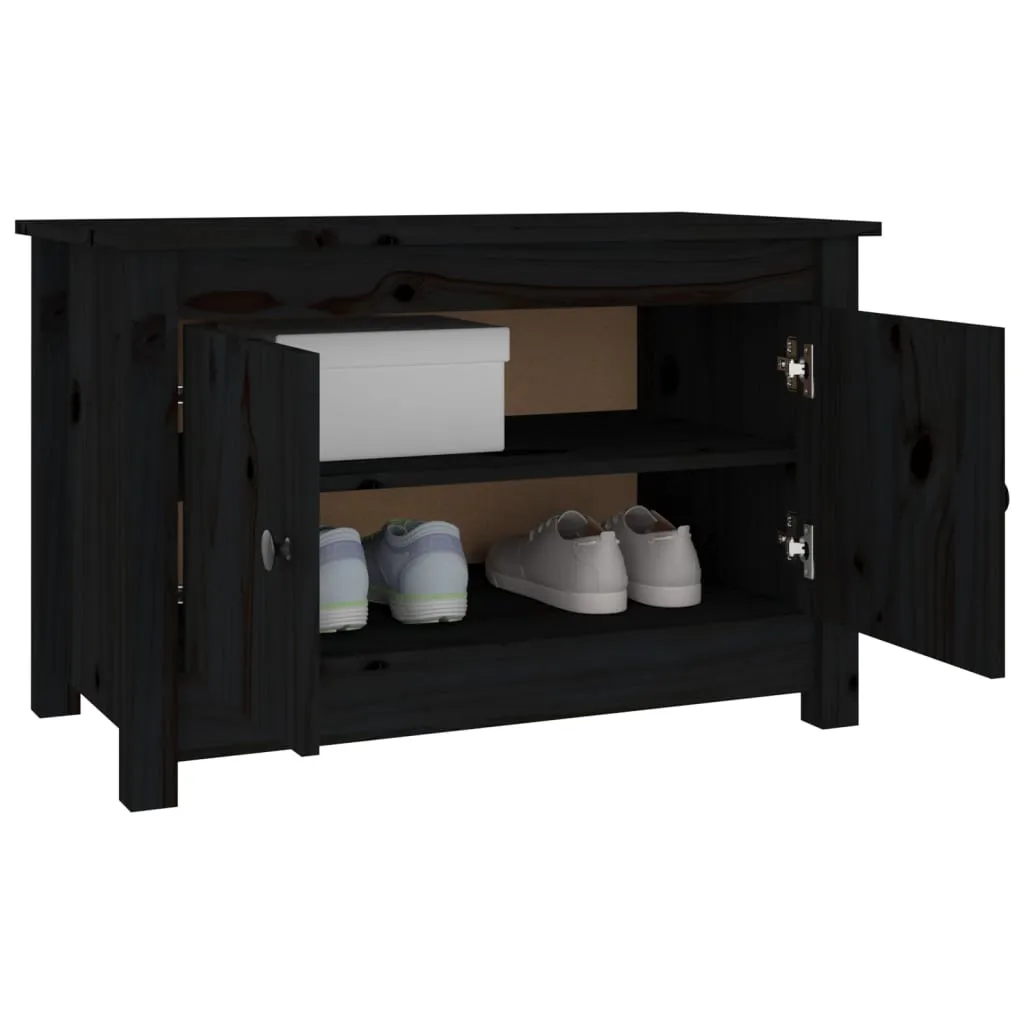 Shoe Cabinet Black 70x38x45.5 cm Solid Wood Pine