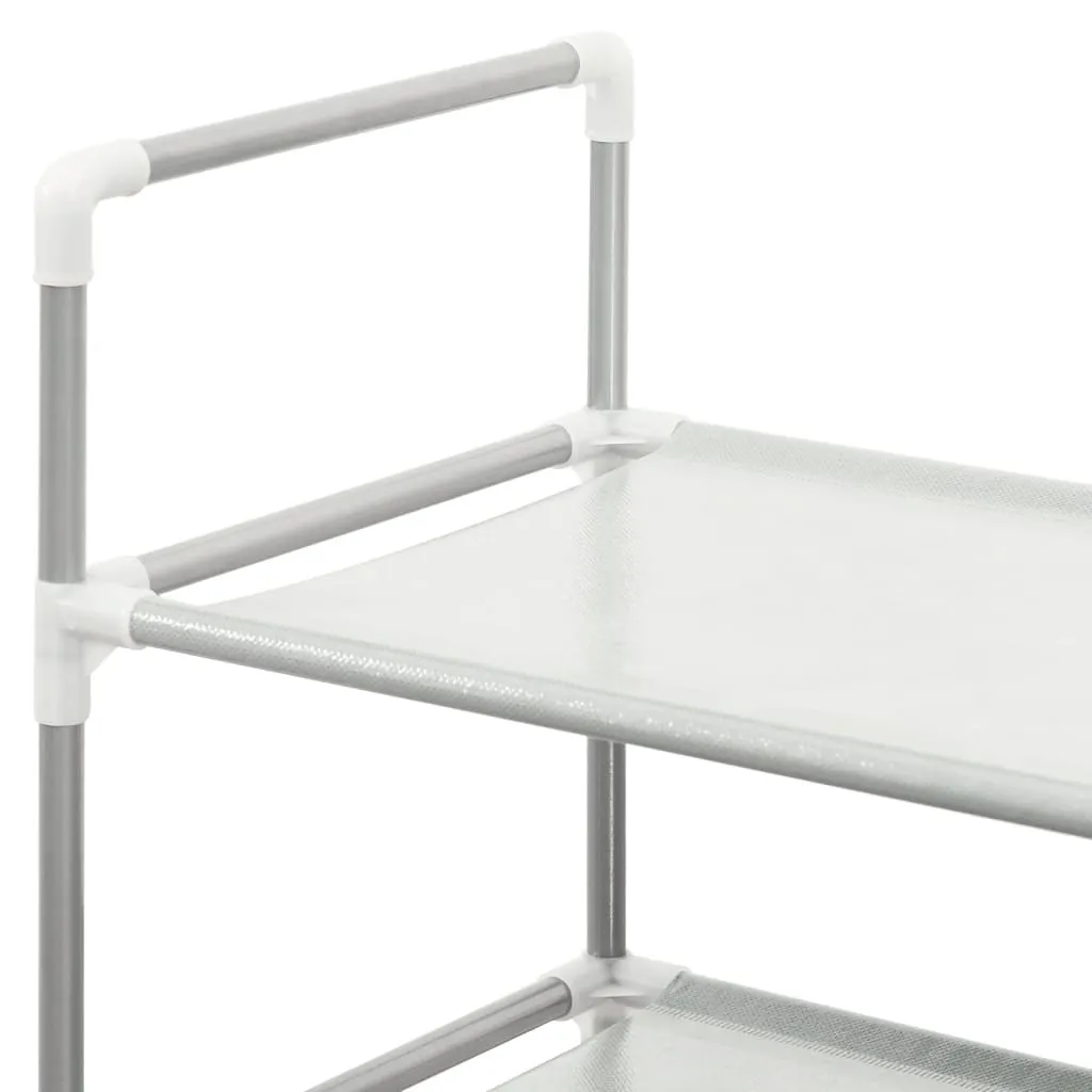 Shoe Rack with 8 Shelves Metal and Non-woven Fabric Silver