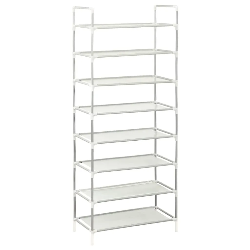 Shoe Rack with 8 Shelves Metal and Non-woven Fabric Silver