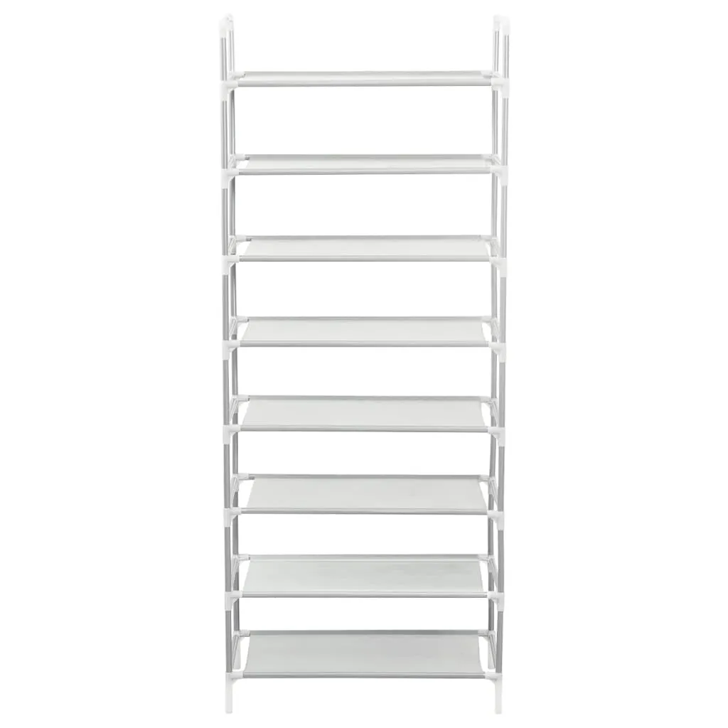 Shoe Rack with 8 Shelves Metal and Non-woven Fabric Silver