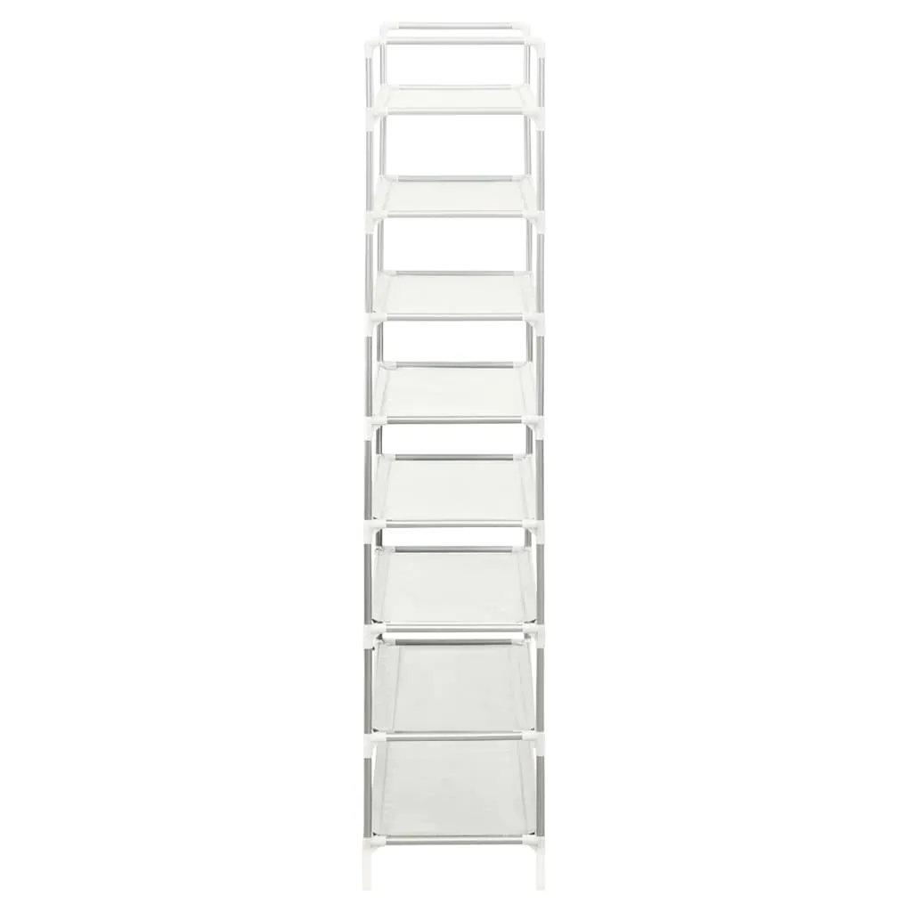 Shoe Rack with 8 Shelves Metal and Non-woven Fabric Silver