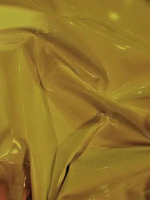 Solid Fetish Wet Glossy Upholstery Leather Vinyl Fabric / Gold / By The Roll - 25 Yards