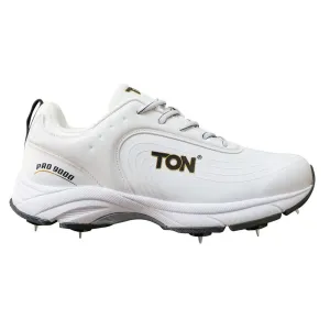 SS Ton Pro 9000 Cricket Spike Shoes, White/Black