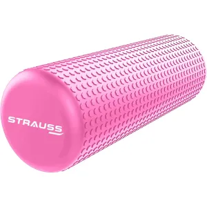 Strauss Yoga Foam Roller | Ideal For Exercise, Muscle Recovery, Physiotherapy, Pain Relief & Myofascial | Deep Tissue Massage Roller 45 Cm, (Pink)