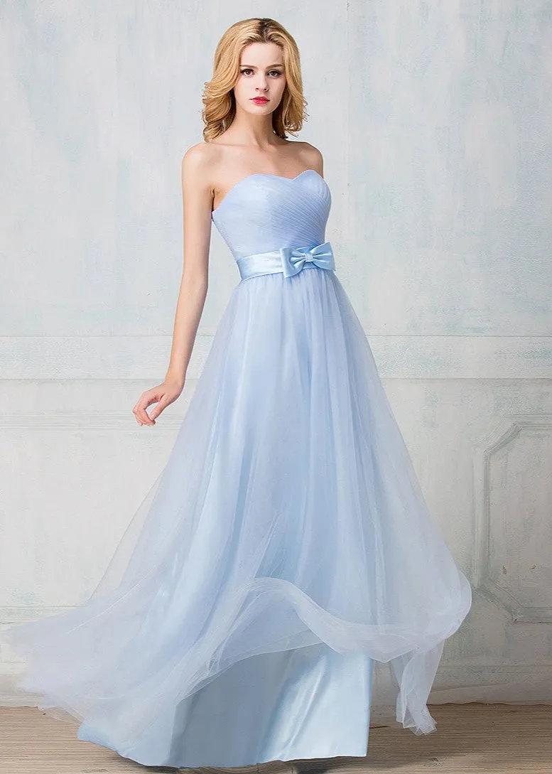 Sweetheart strapless floor-length tulle long prom dress