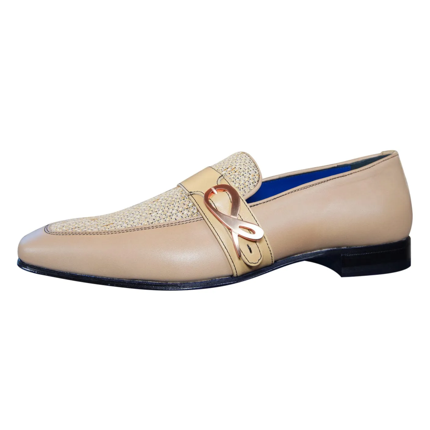 Tan Cestino Monk Rose Gold Loafer