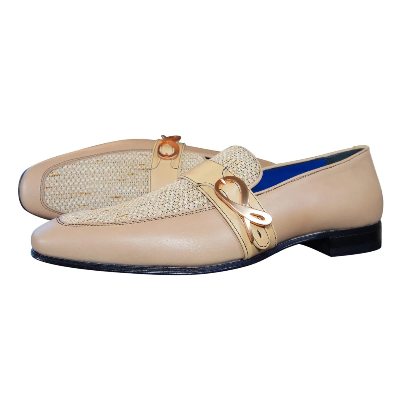 Tan Cestino Monk Rose Gold Loafer