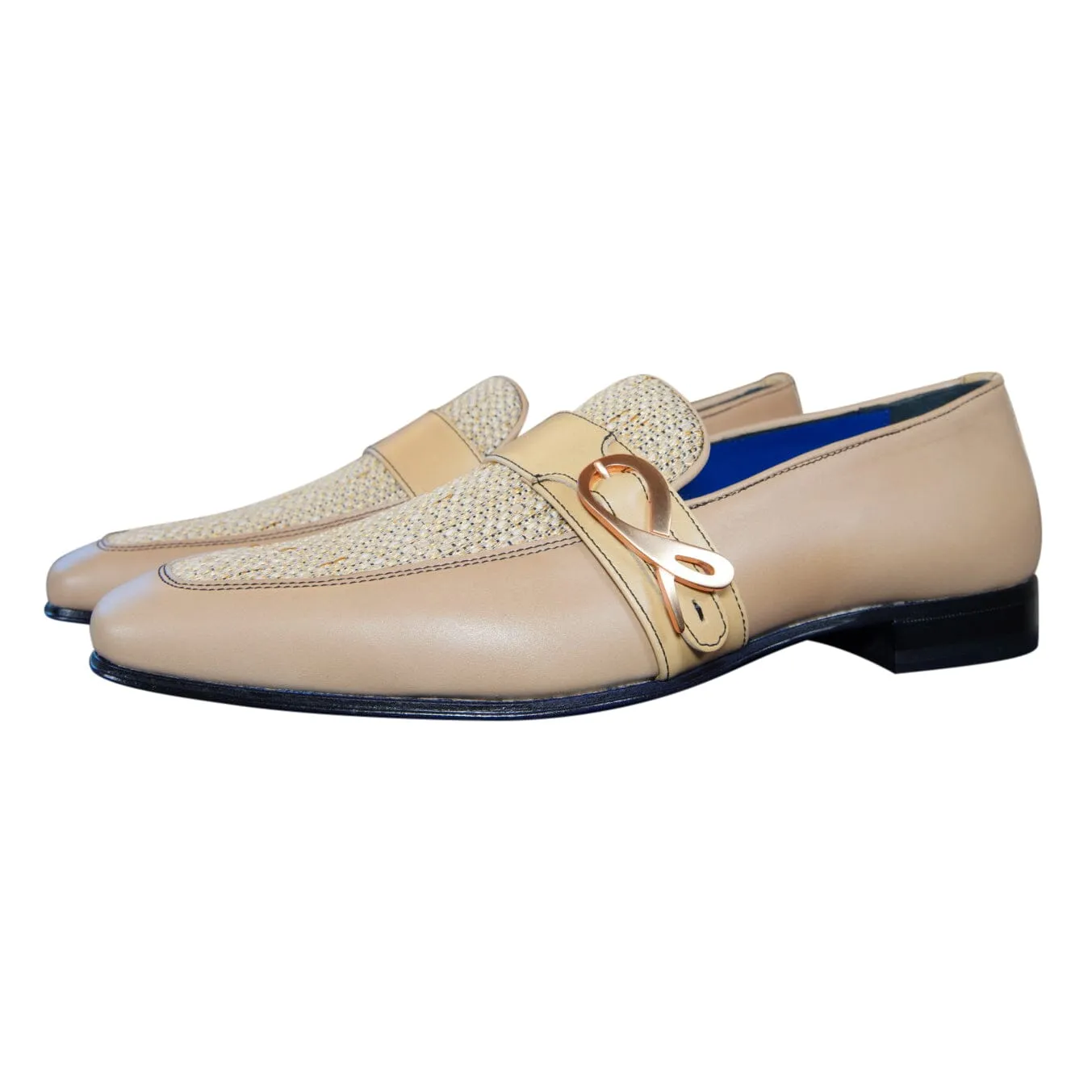 Tan Cestino Monk Rose Gold Loafer