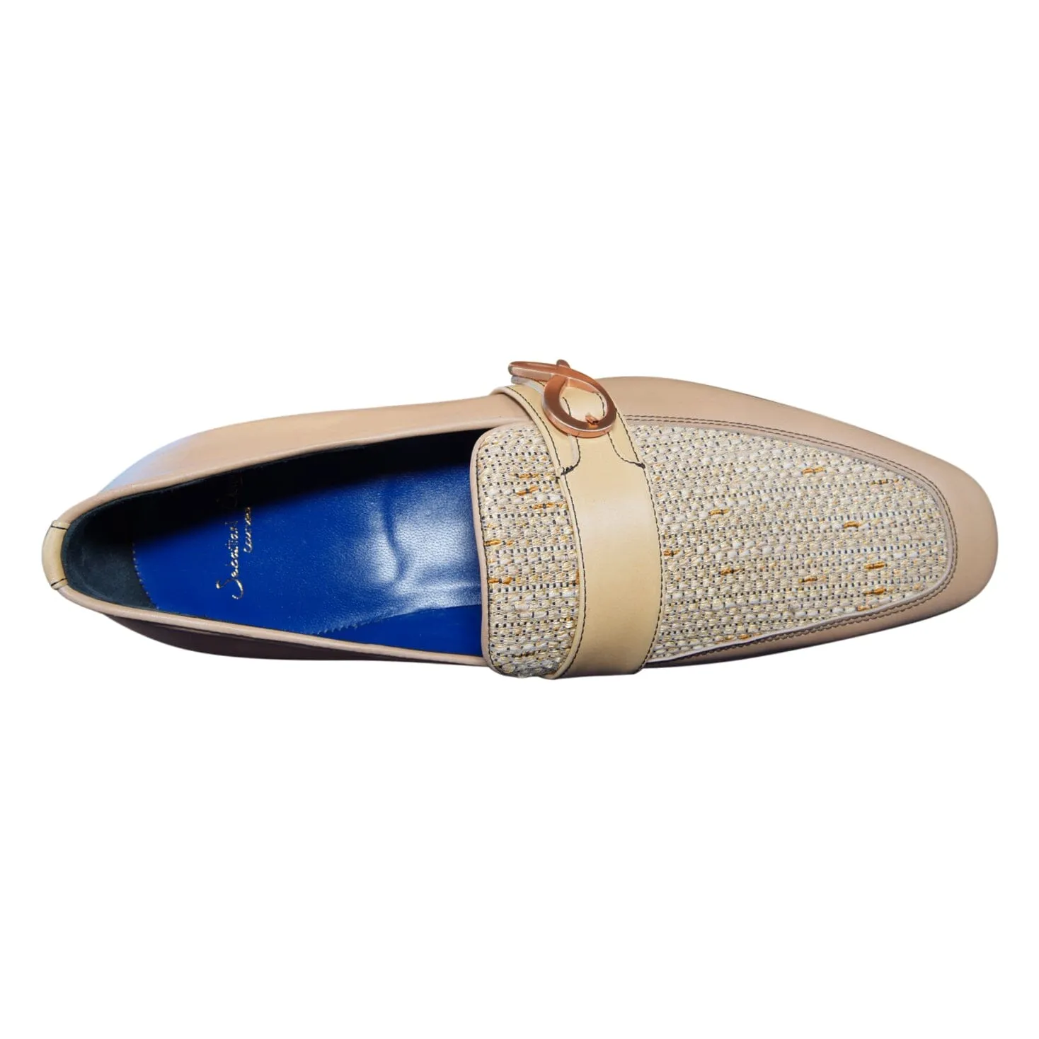 Tan Cestino Monk Rose Gold Loafer