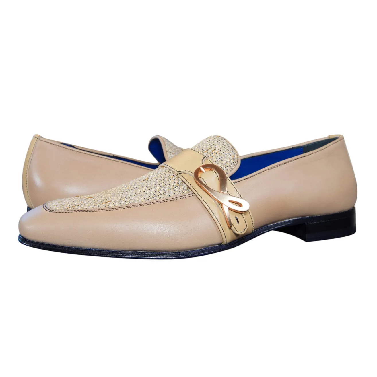 Tan Cestino Monk Rose Gold Loafer