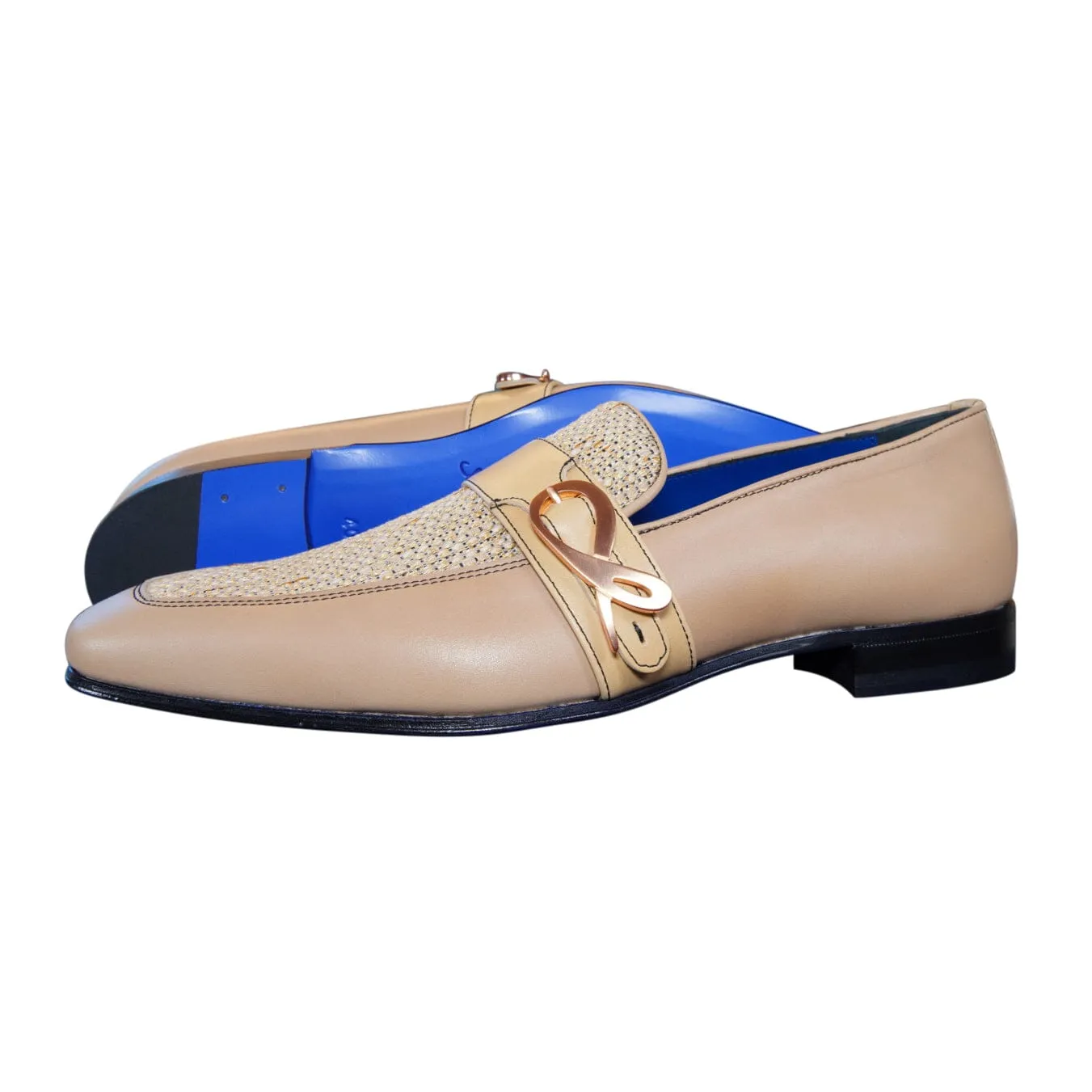 Tan Cestino Monk Rose Gold Loafer