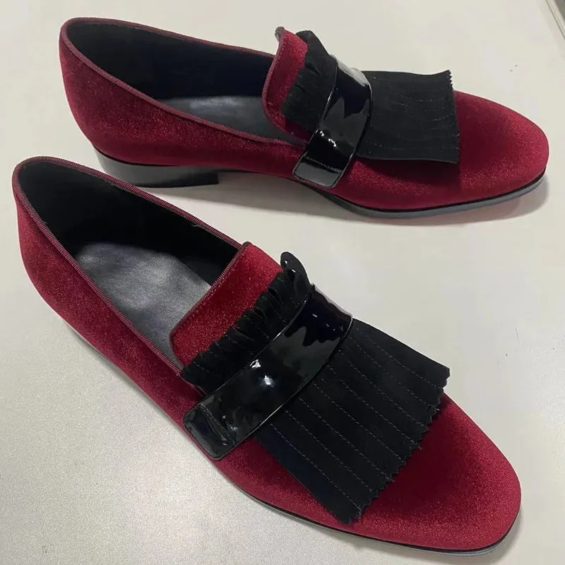 TEEK - Mens Red Wine Velvet Loafers