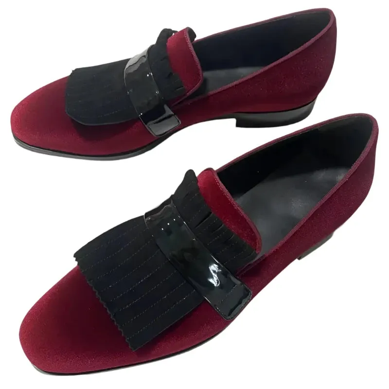 TEEK - Mens Red Wine Velvet Loafers