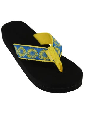 Tidewater Boardwalk Flip Flops Sunflowers