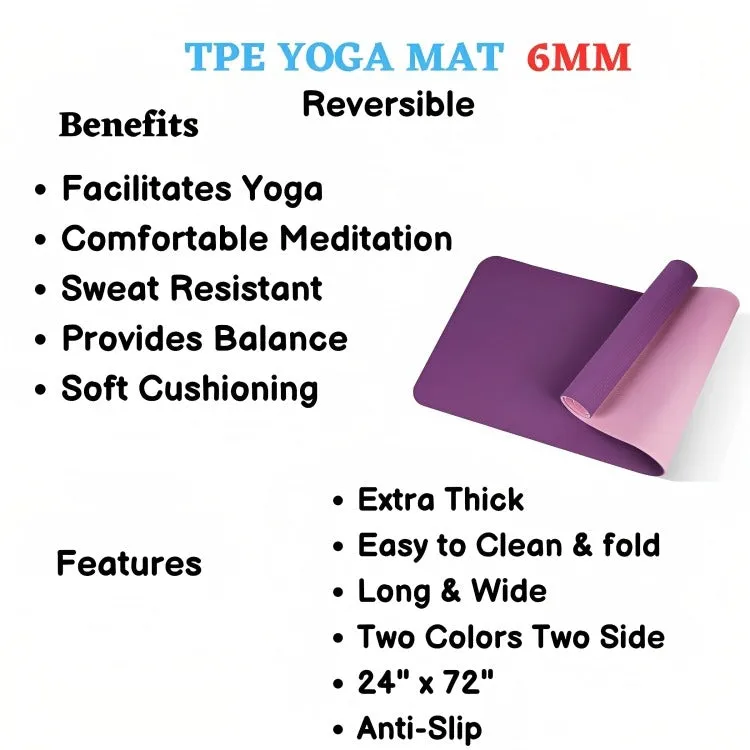 TPE (R)  Yoga Mat 6mm (Assorted)