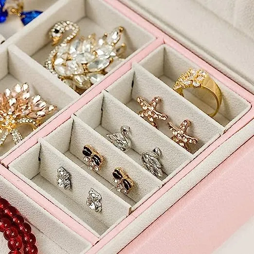 Travel Jewelry Box Jewelry Organizer Earrings Display Portable Jewelry Case Boxes Button PU Leather Storage Jewelers