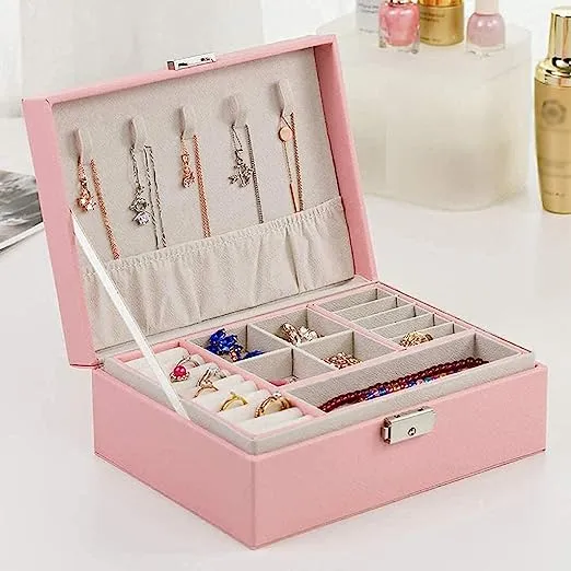 Travel Jewelry Box Jewelry Organizer Earrings Display Portable Jewelry Case Boxes Button PU Leather Storage Jewelers