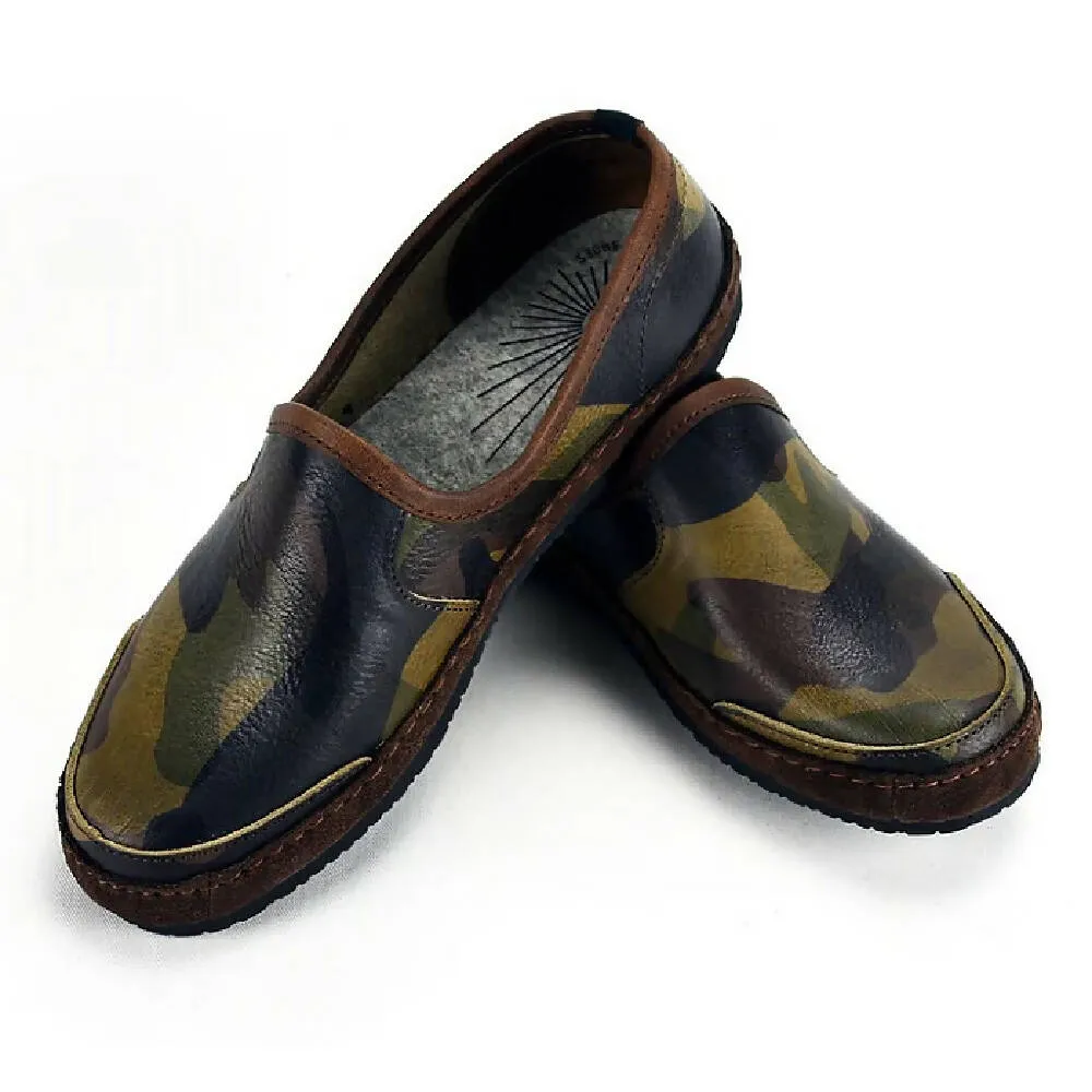 Vermont House Shoes: Premium Italian Veg-Tan Camo Loafers